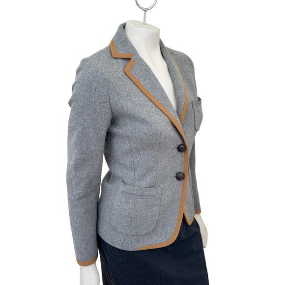J.CREW Wool Blend Silk Trimmed Preppy Blazer Jacket in Gray SZ 2 - Picture 5 of 15